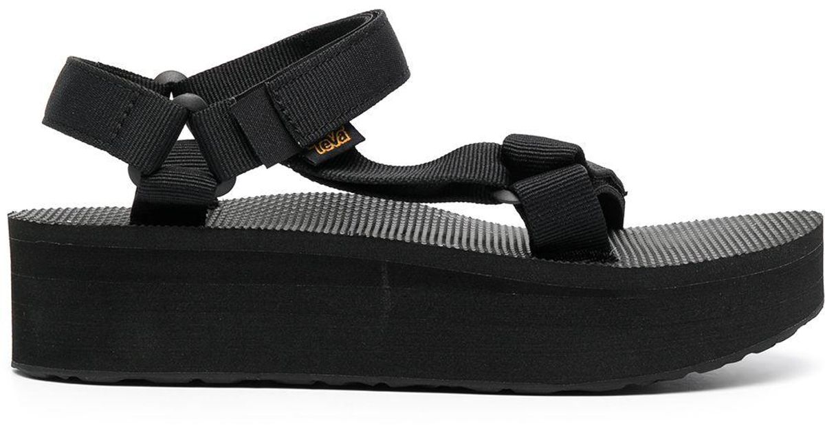 teva platform sandals black and white