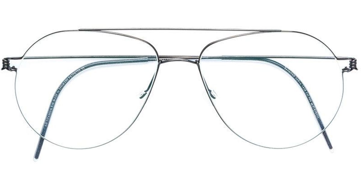 Lindberg Narrow Rimmed Aviator Style Glasses in Metallic | Lyst Australia