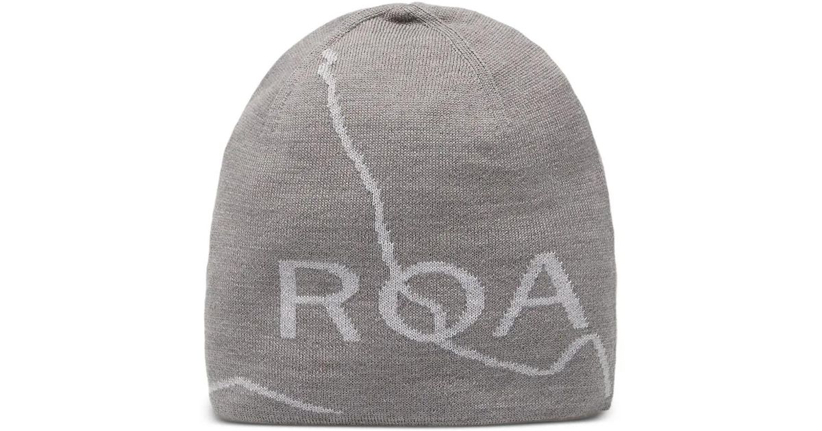 ROA Logo-Detail Wool Beanie Hat in Grey | Lyst Australia