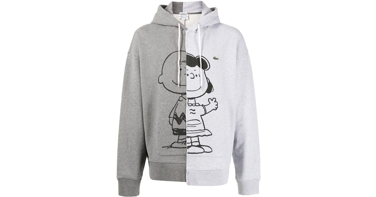 Lacoste Cotton X Peanuts Panelled Hoodie in Grey (Grey) for Men Lyst