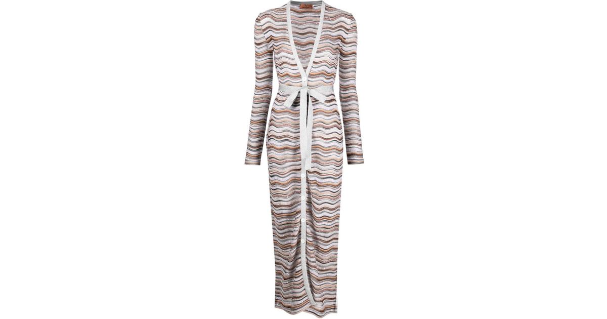 Missoni lurex-detail long-length cardigan - Grey