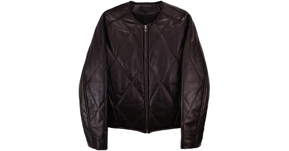 Omar Afridi Veste En Cuir À Design Matelassé in Black for Men 