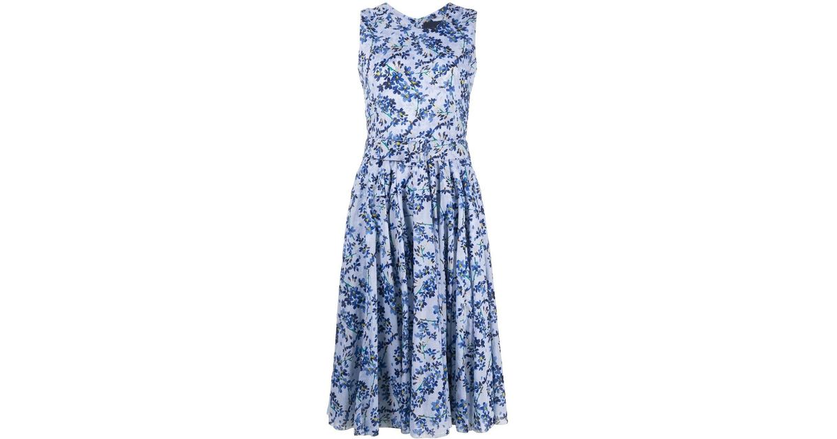Samantha Sung Cotton Hana Floral-print Dress in Blue | Lyst