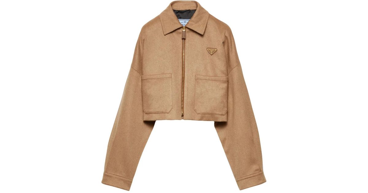 Prada Camel-Hair Blouson Jacket in Natural | Lyst Australia