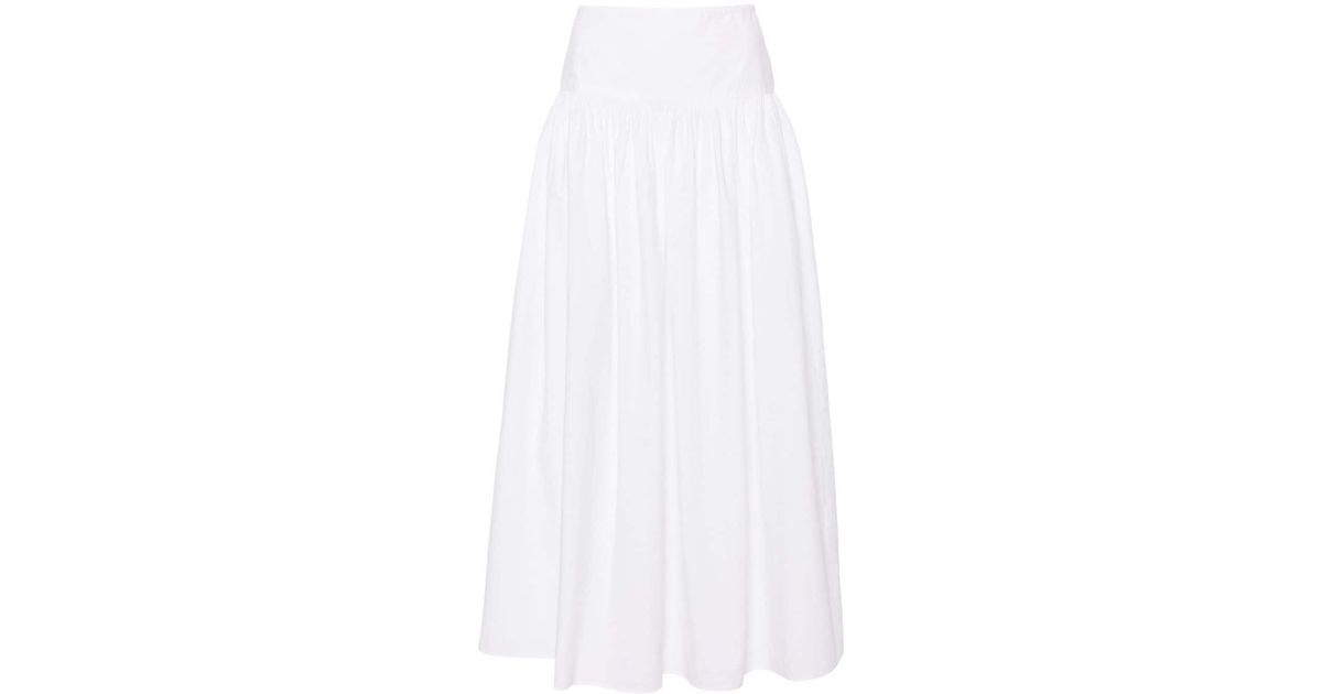 The Row Leddie A-line Cotton Skirt in White | Lyst The Row Leddie A-line Cotton Skirt in White | Lyst