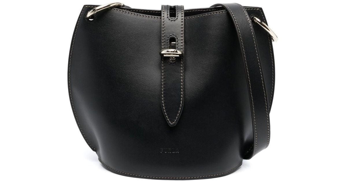 Furla Unica Leather Satchel Bag in Black | Lyst
