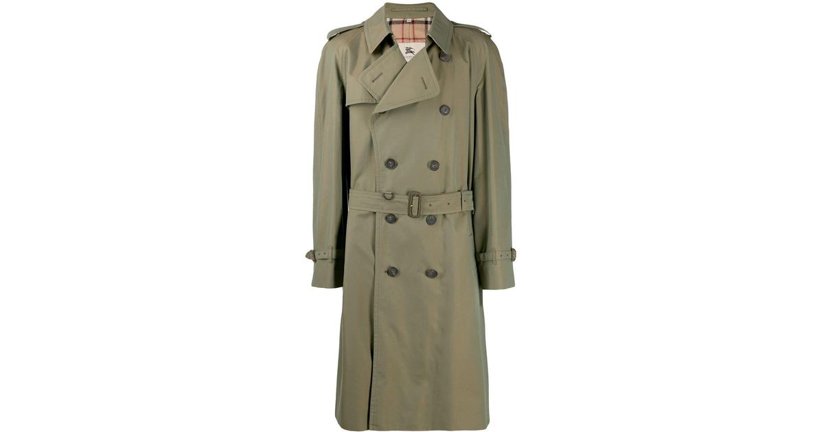 Burberry Pre-Owned Cotton 1990's Trench Coat in Green for Men - Lyst