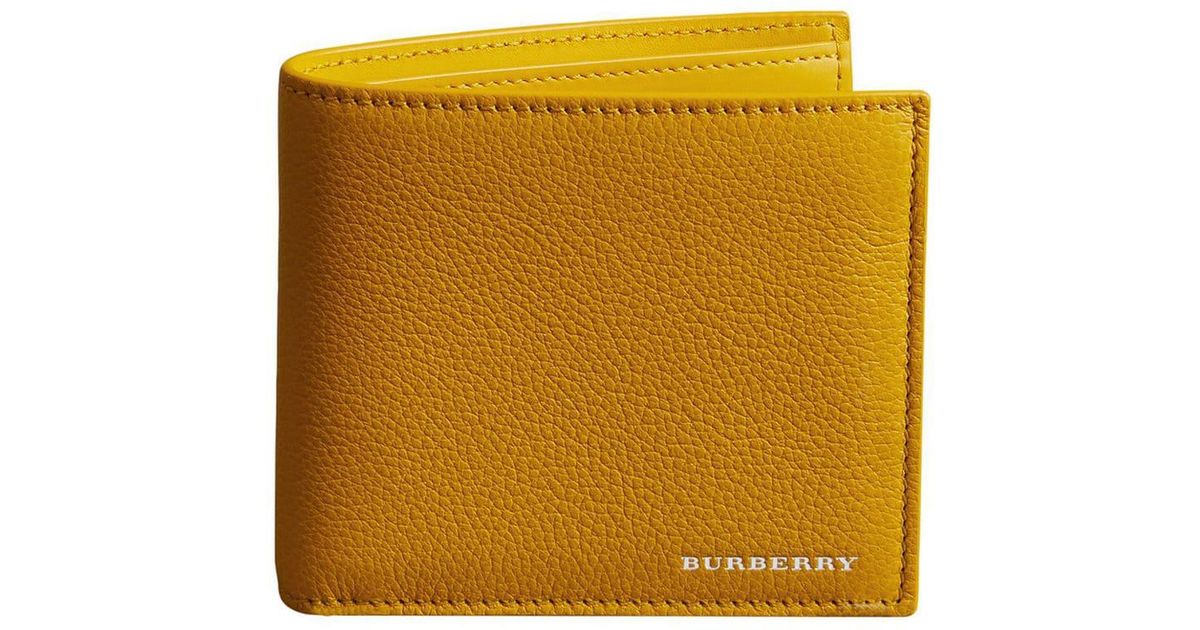 Burberry Leder Portemonnaie aus gekörntem Leder in Gelb für Herren - Lyst