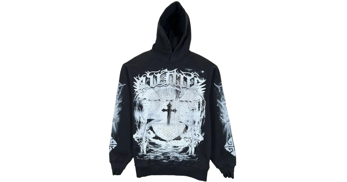 GUAPI Heavens Vault V3 Crystal-Embellished Graphic Hoodie in Blue 