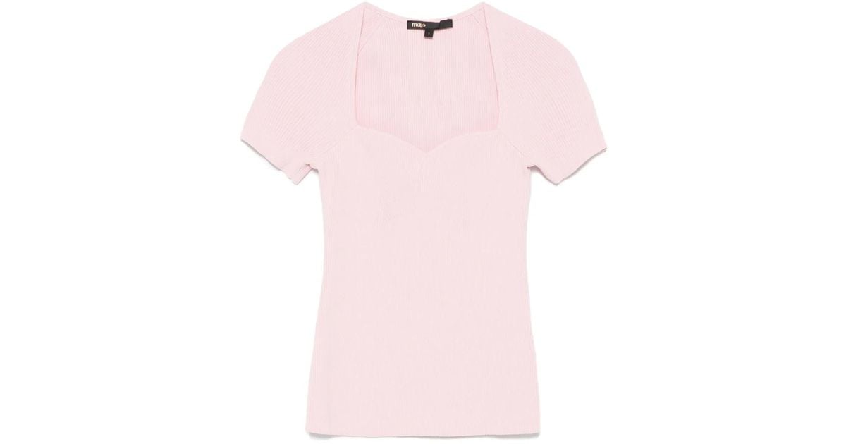 Maje Ribbed-Knit Top in Pink Lyst UK