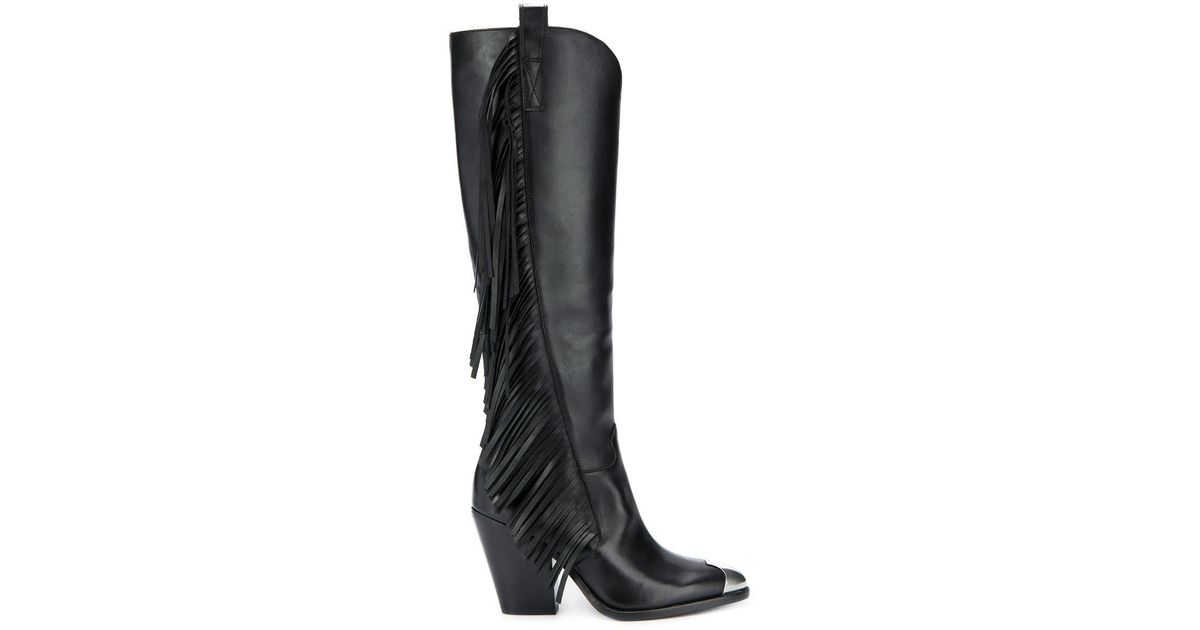 Botas Elodie con flecos Ash de Cuero de color Negro | Lyst