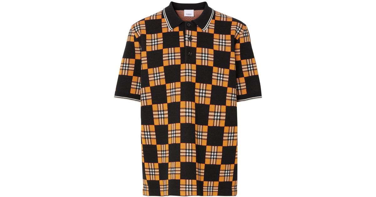 Burberry Checkpattern Polo Shirt in Orange for Men Lyst UK