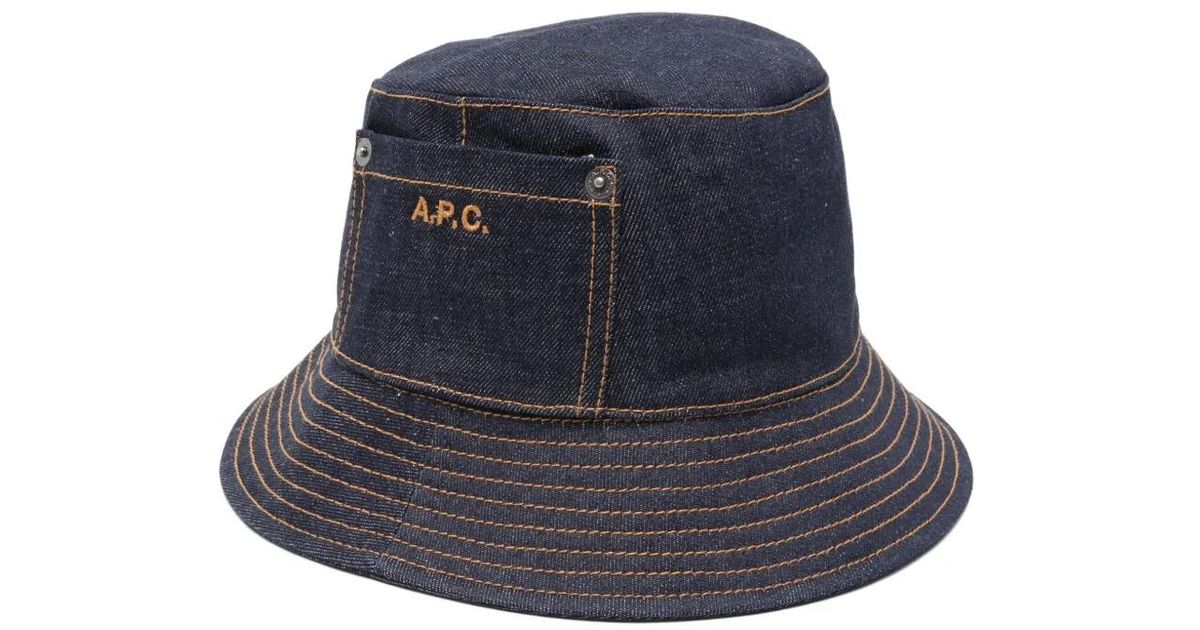 A.P.C. Pocket-Detail Denim Bucket Hat in Blue | Lyst