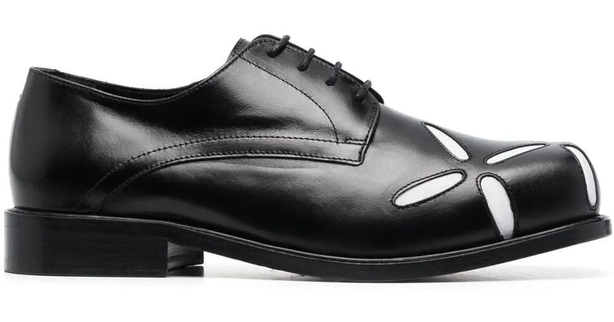 STEFAN COOKE Slashed Square-Toe Derby Shoes in Black for Men