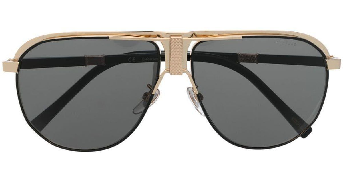Chopard Logoengraved Pilotframe Sunglasses in Black for Men Lyst UK