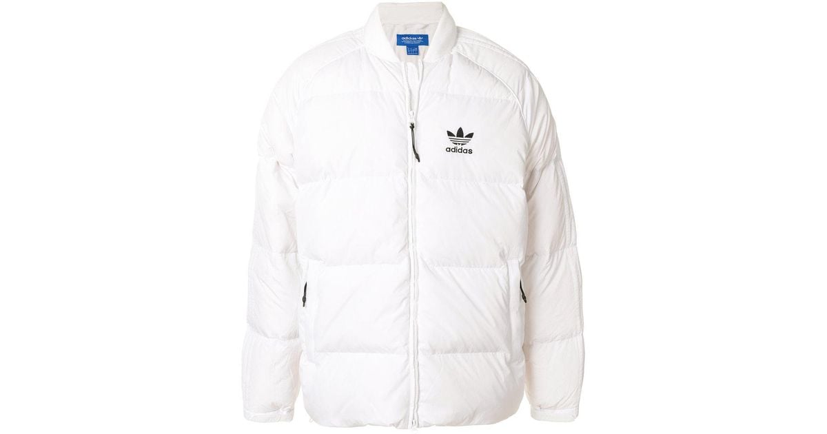 adidas Originals Zipped Puffer Jacket in White for Men | Lyst