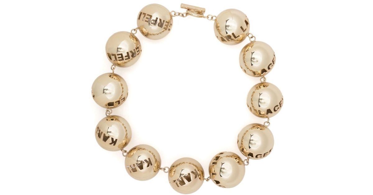 Karl Lagerfeld K/sphere Logo-bead Necklace in Metallic | Lyst UK