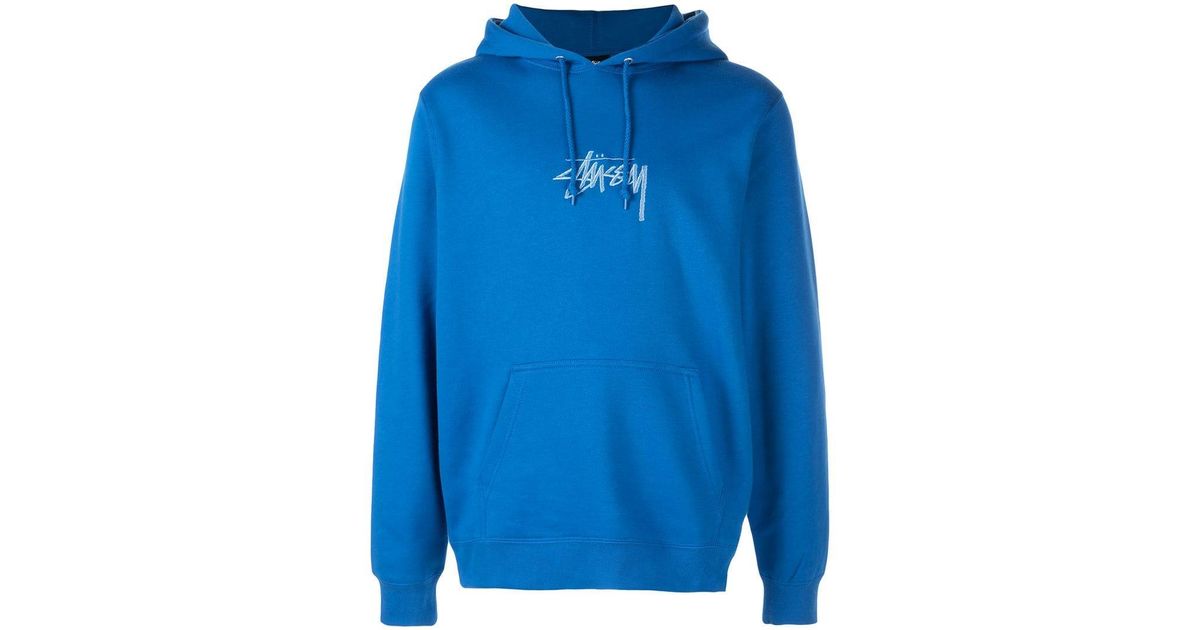 Sudadera con capucha y logo bordado Stussy de Algodón de color Azul para  hombre | Lyst