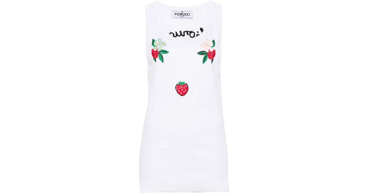 Fiorucci Logoembroidered Tank Top in White Lyst