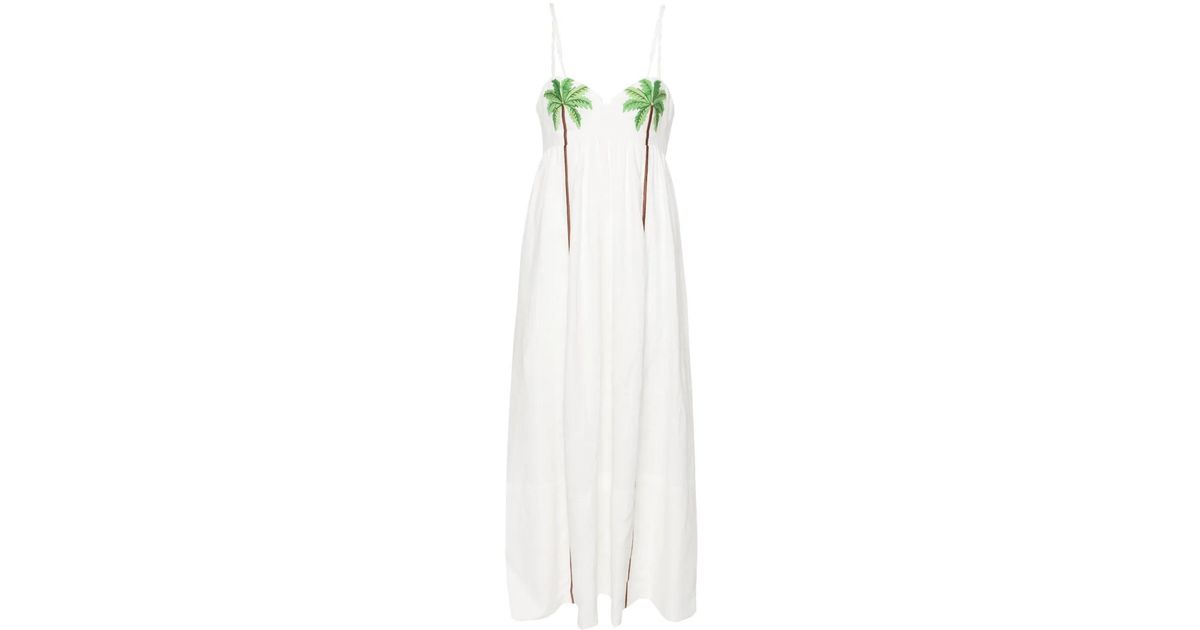 knee length dresses for ladies Shop for Coconut Tree Embroidered Maxi Dress main image 1