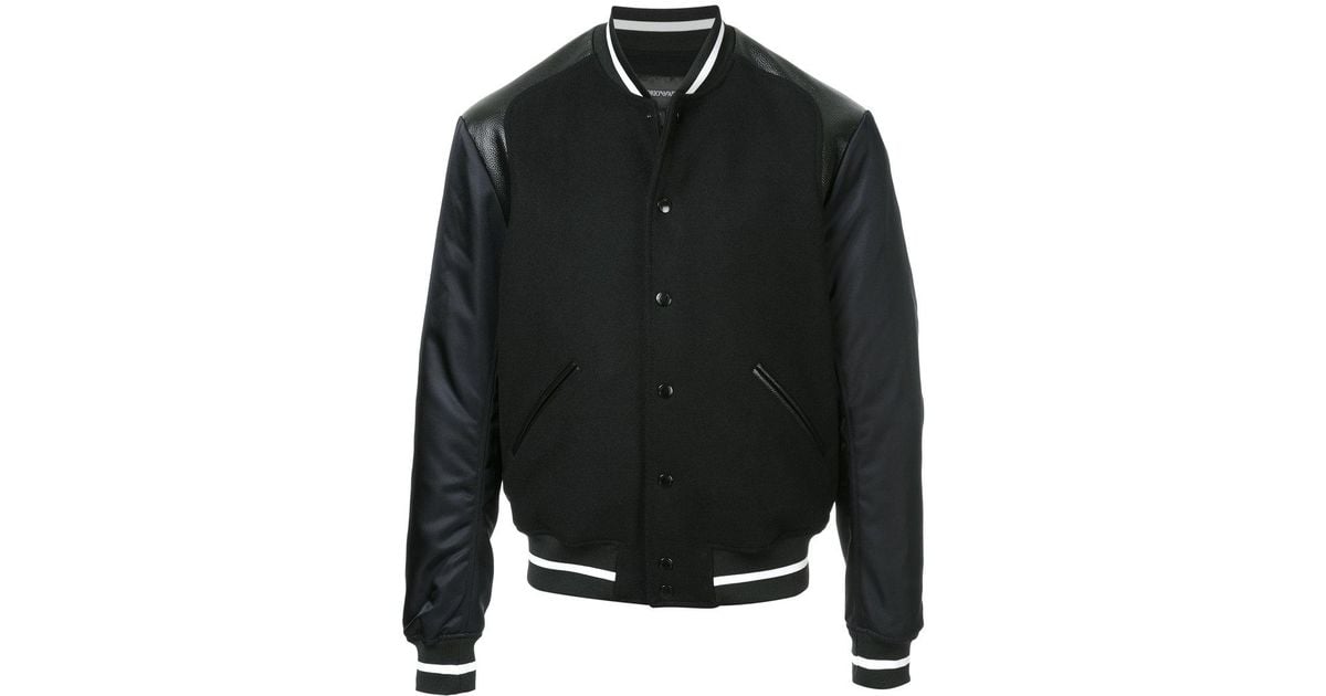 Emporio Armani Embossed-monogram Zipped Bomber Jacket in Black for