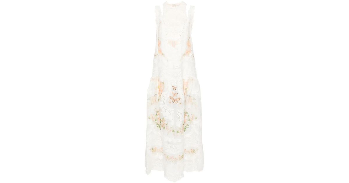 Zimmermann Natura Lace Patch Dress in White | Lyst Zimmermann Natura Lace Patch Dress in White | Lyst