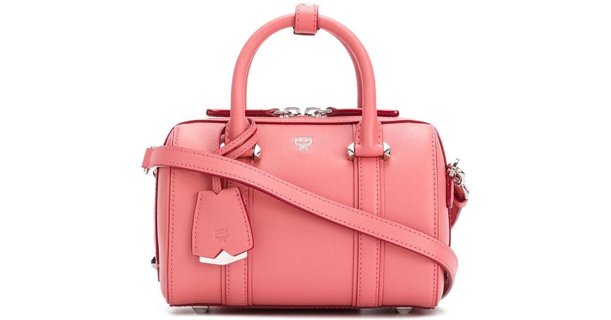 MCM Leather Essential Boston Tote in Pink & Purple (Pink) - Lyst