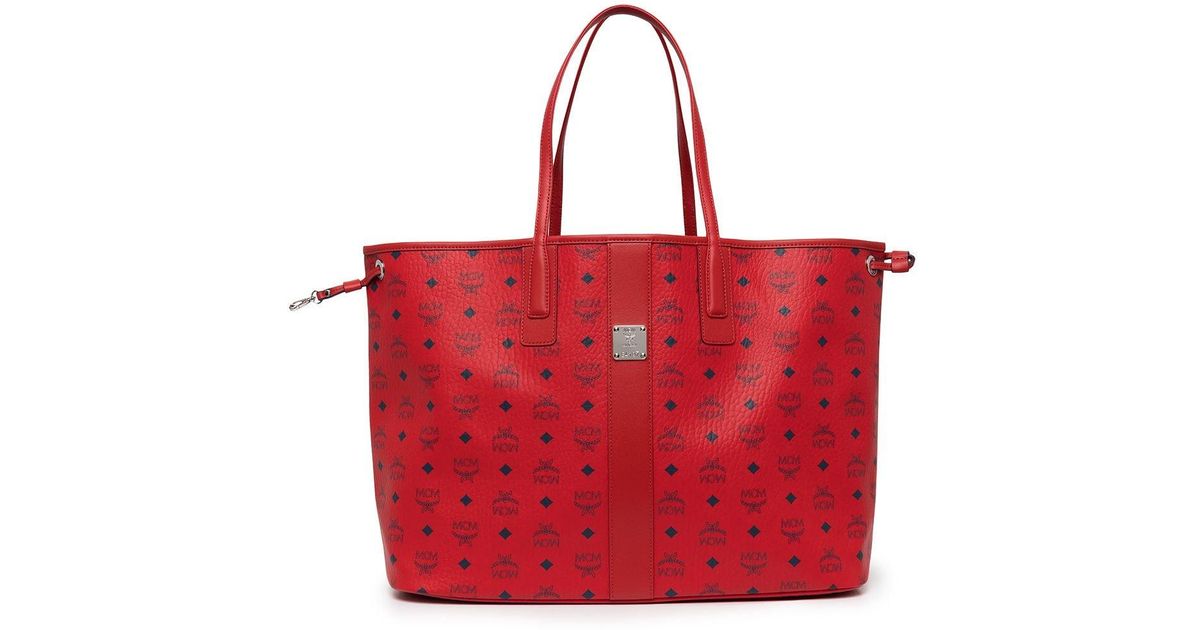 MCM Canvas Liz Large Reversible Shopper Tote In Red Lyst