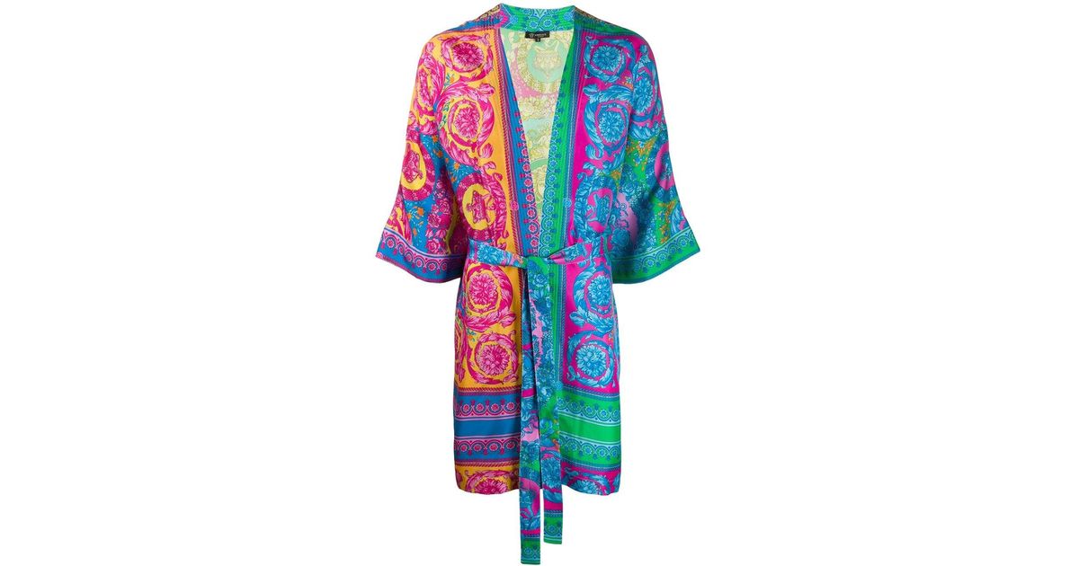 Versace Silk Fluo Barocco Print Dressing Gown in Blue for Men Lyst Canada