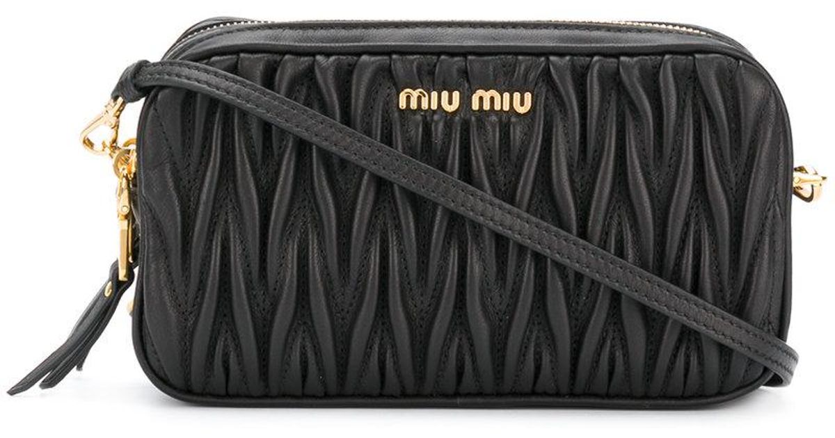 Matelassé leather crossbody bag Miu Miu Black in Leather - 37824215