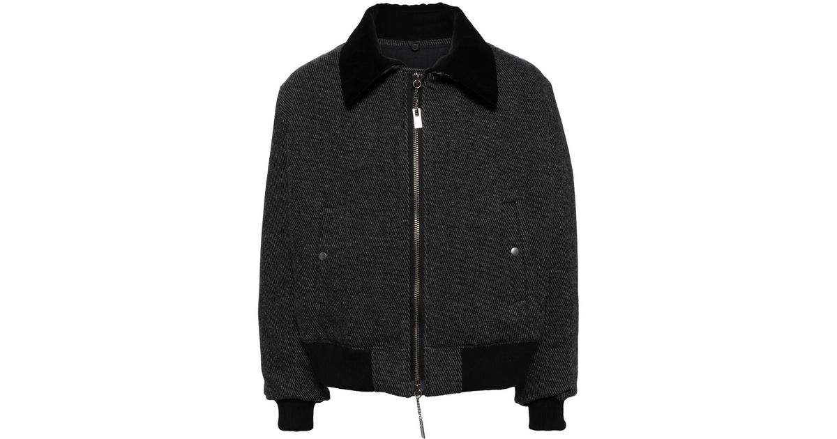 Yohji Yamamoto Detachable Collar Tweed Bomber Jacket in