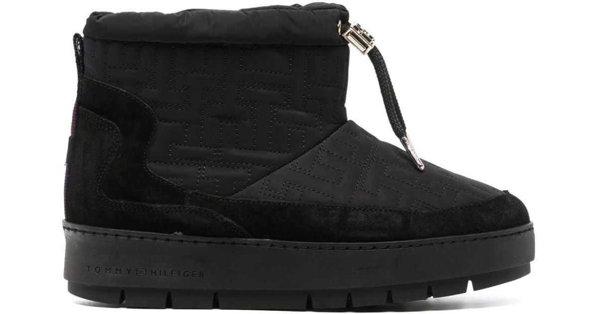 Tommy Hilfiger Monogram-jacquard Platform Snow Boots in Black | Lyst