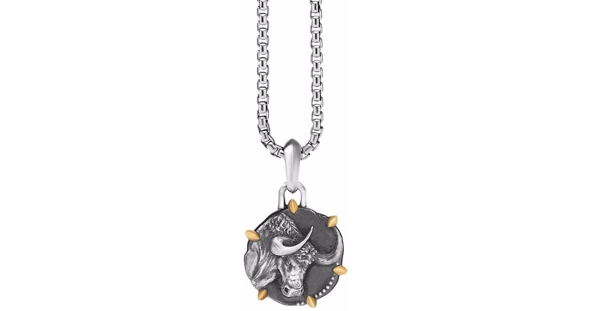 David Yurman 17mm Taurus Zodiac Amulet Enhancer Pendant in Silver ...