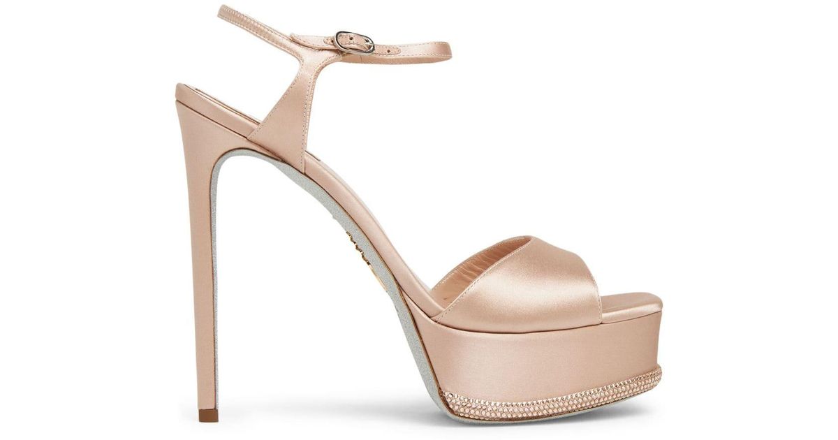 Rene Caovilla Anastasia 150mm Crystal Sandals in Natural | Lyst