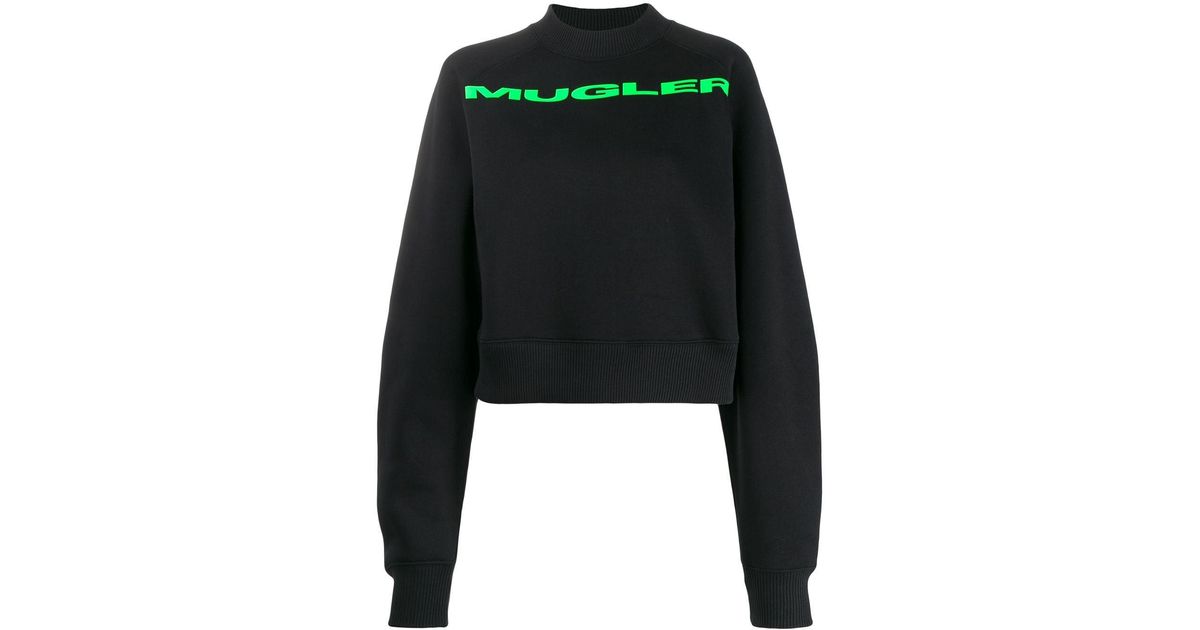 Mugler Cotton Logo Printed Sweatshirt in Black | Lyst