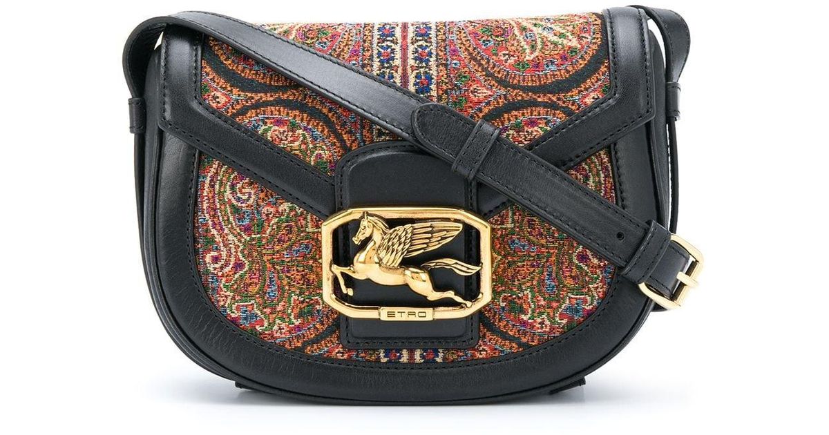 Etro Leather Paisleyprint Shoulder Bag in Brown Lyst