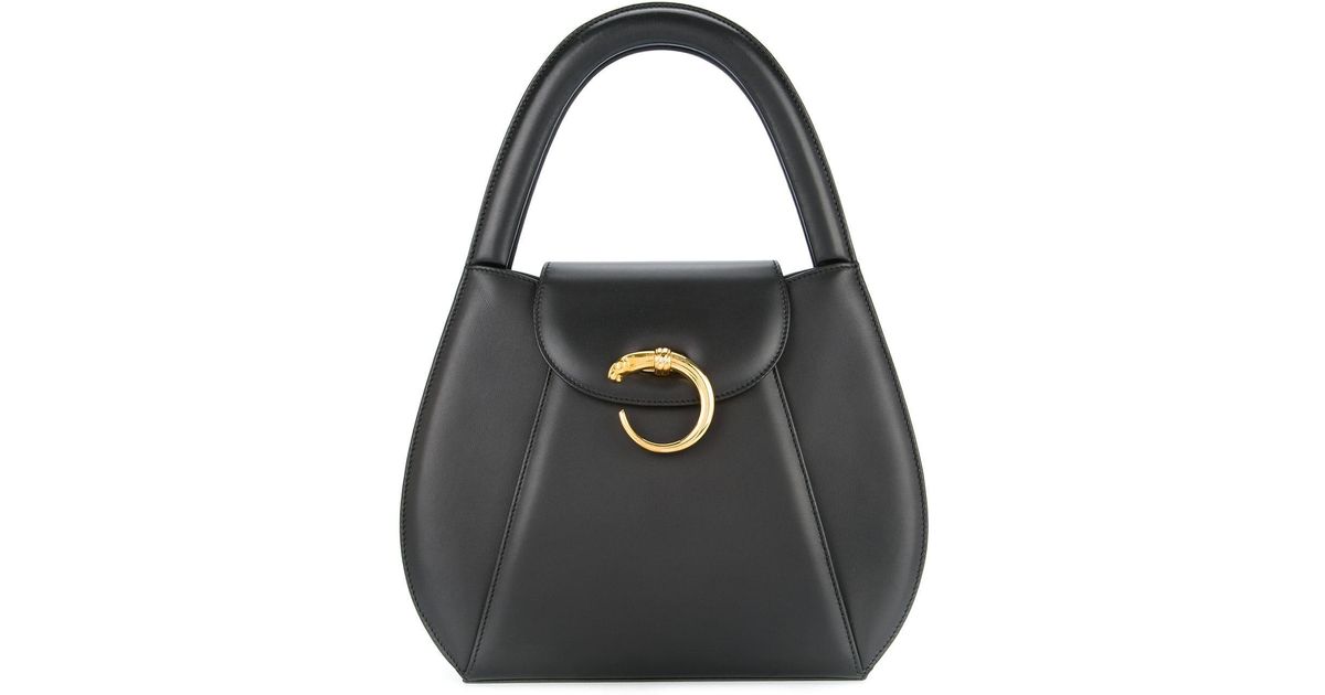 Cartier Panther Logo Handbag in Black 