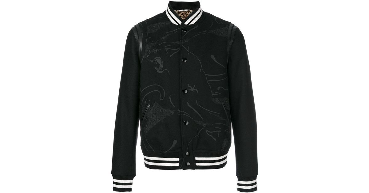 Valentino Wool Panther Print Bomber Jacket in Black for Men - Lyst