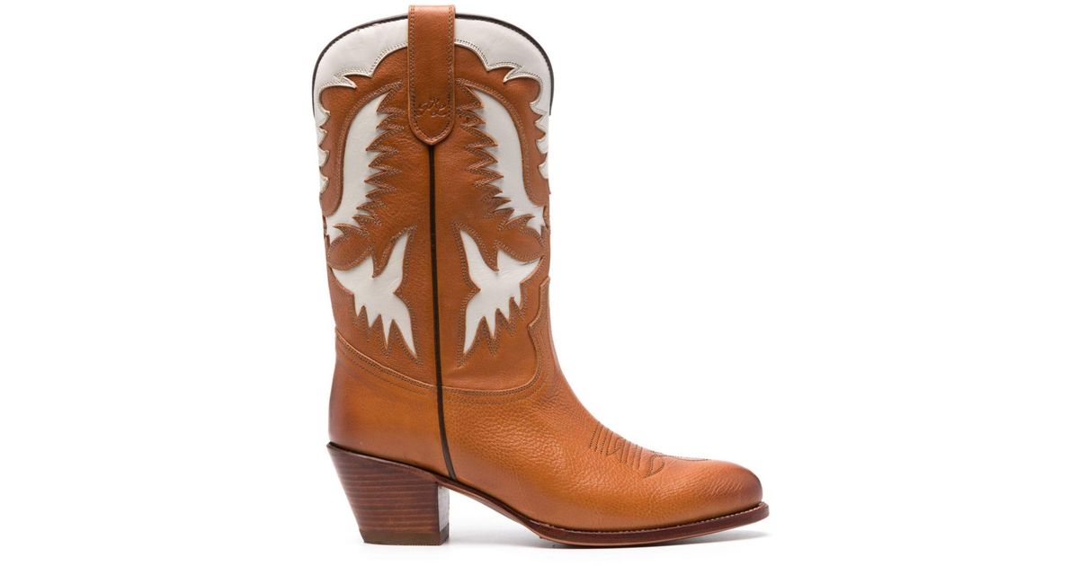 Polo Ralph Lauren 60mm Cowbow Leather Pointed Ankle Boots in Brown Lyst UK
