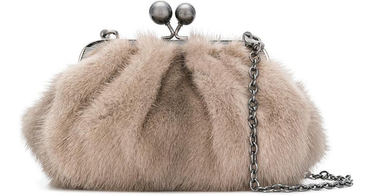 Mini sac porté épaule Pasticcino Fourrure Max Mara en coloris Gris - Lyst