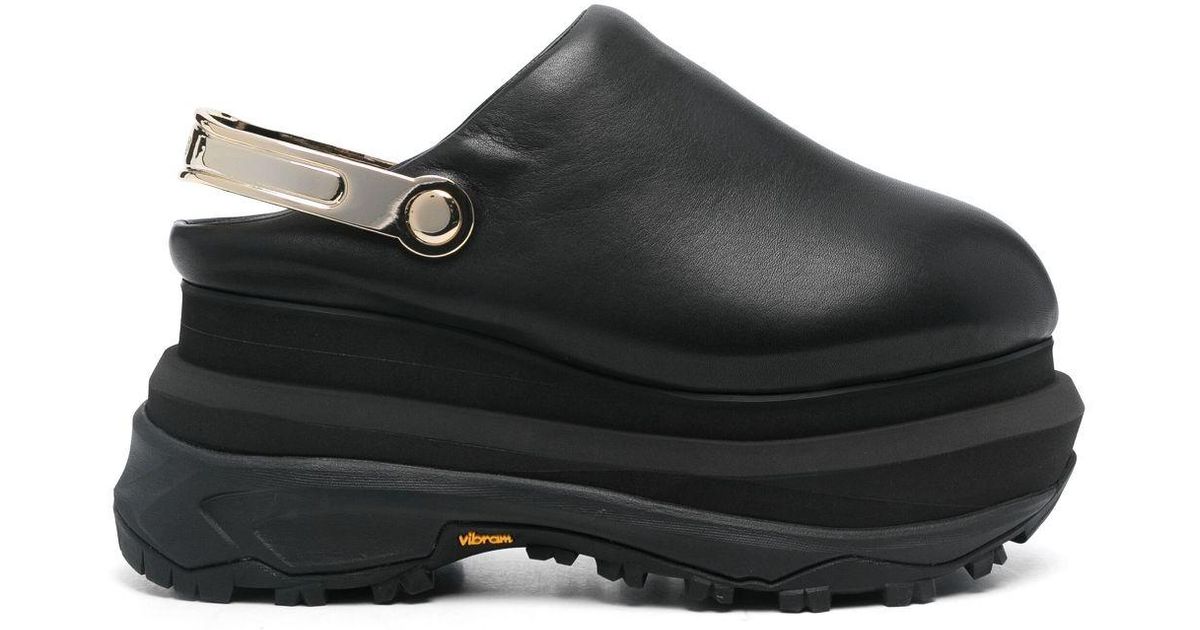 すぐ届く☆【sacai】Leather Sabot Wedges Sacai Leather Sabot Wedges in Black – Hampden Clothing
