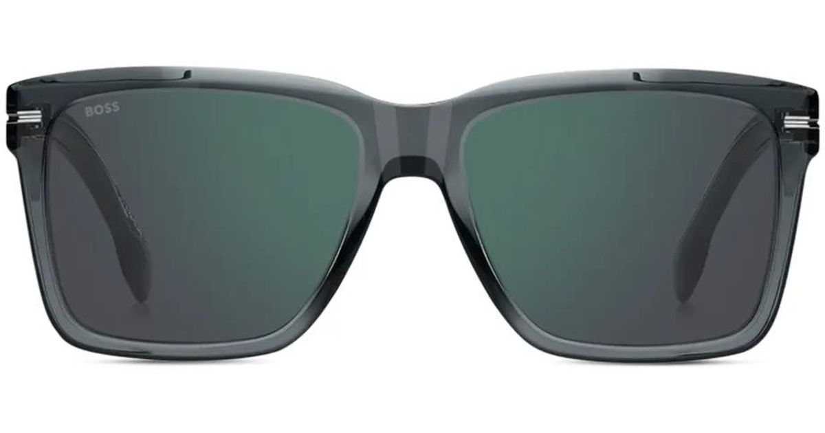 BOSS Square-Frame Sunglasses in Green for Men | Lyst