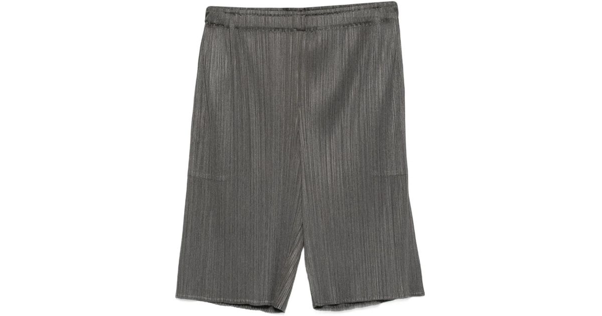 Pleats Please Issey Miyake Elasticated-Waist Pleated Shorts in