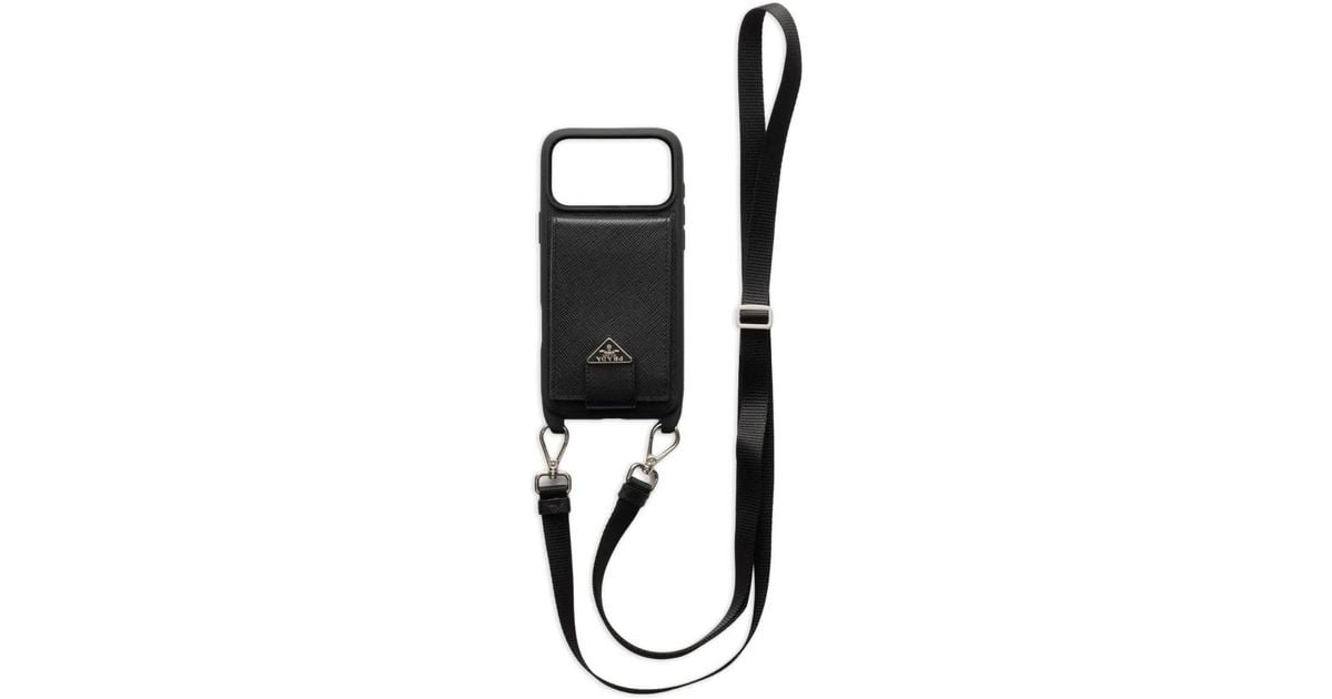 メンズ Prada Iphone 17 Pro Max サフィアーノレザーケース ブラック