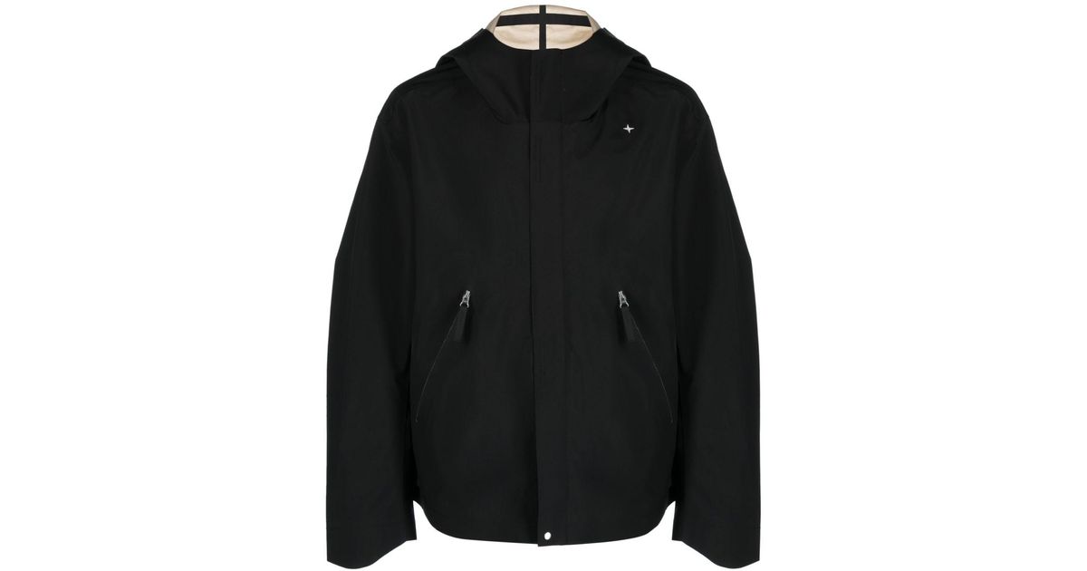 Stone Island Stellina 3l Hooded Windbreaker in Black for Men | Lyst