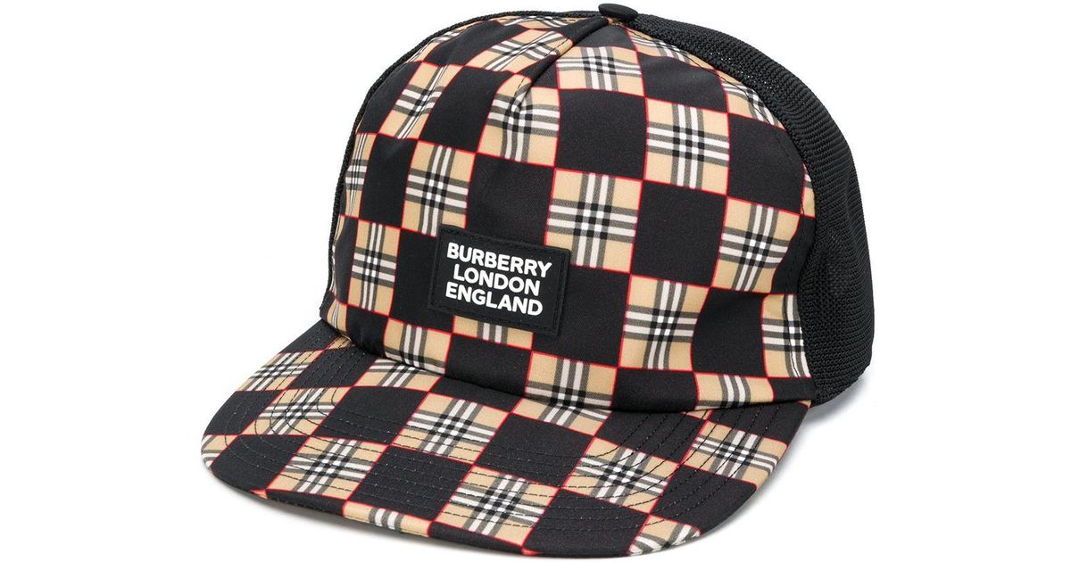 Burberry Vintage Check Baseball Cap in Black for Men Lyst
