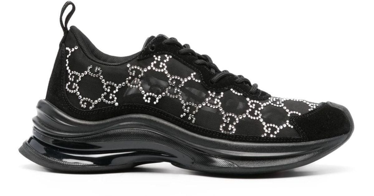 Baskets Run Avec Cristaux GG Pour Gucci en coloris Noir Lyst