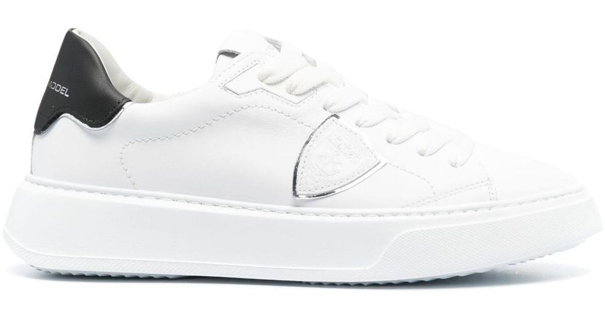 Philippe Model Paris Temple Leather Low-top Sneakers in White | Lyst
