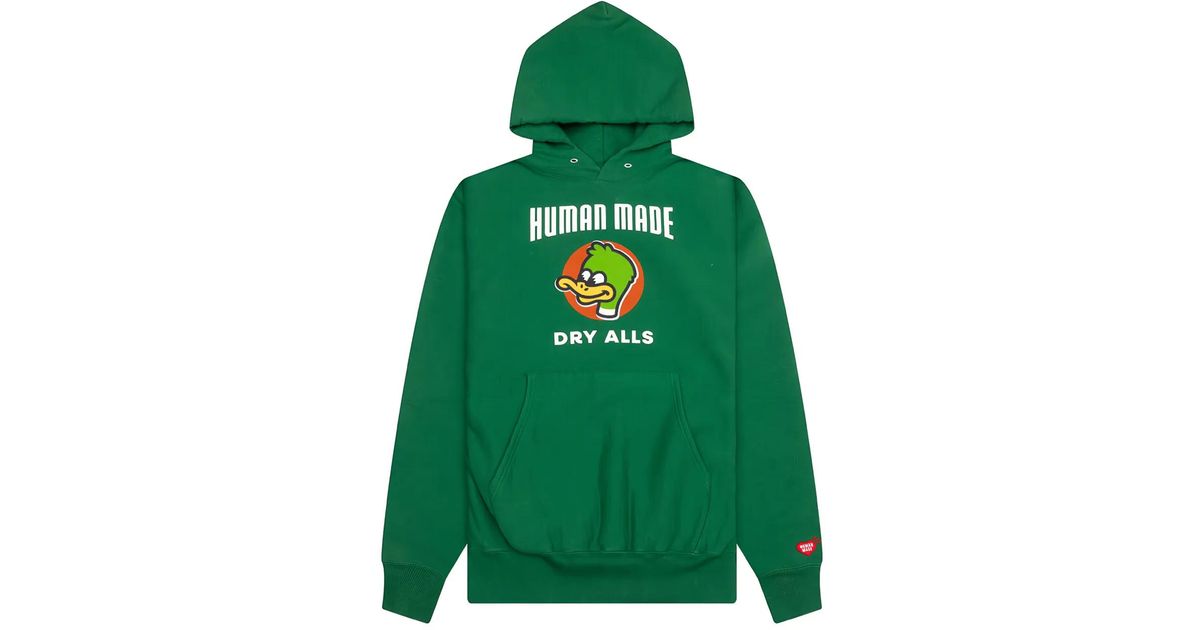 Human Made Duck-Logo Heavyweight Hoodie in Green for Men | Lyst