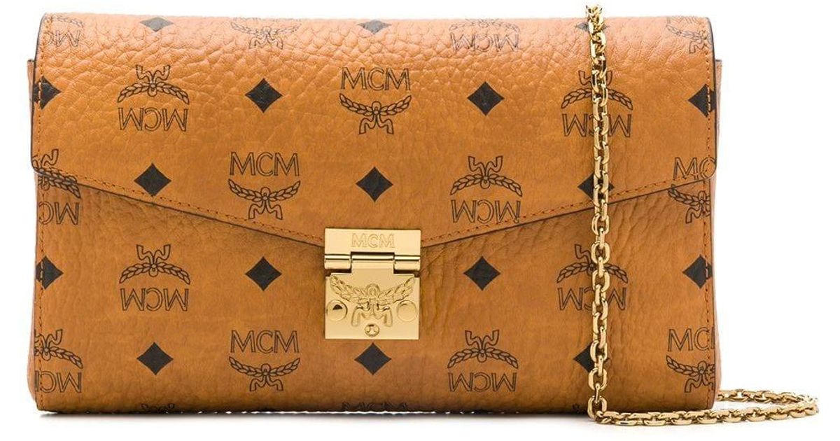 MCM Cotton Medium Tracy Flap Crossbody Bag in Brown | Lyst